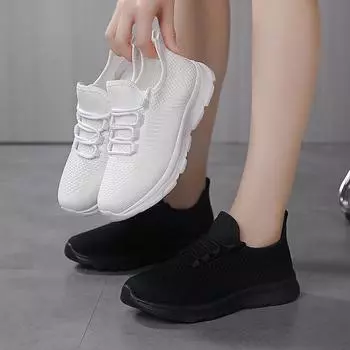 Женские повседневные кроссовки, летние удобные дышащие туфли на платформе, модные женские универсальные белые туфли на шнуровке 36