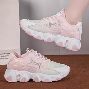 Женские повседневные кроссовки, летняя обувь, женская модная сетчатая дышащая спортивная обувь на шнуровке для женщин, дизайнерская обувь для ходьбы на платформе 35
