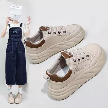 Женские повседневные кроссовки на платформе, противоскользящие удобные кроссовки для бега из искусственной кожи, дышащие кроссовки на массивной шнуровке, спортивная обувь для тенниса для женщин 35