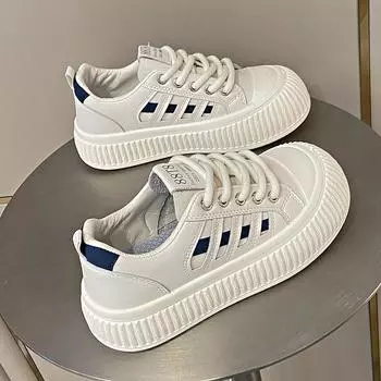 Женские повседневные кроссовки на платформе, противоскользящие удобные кроссовки для бега из искусственной кожи, легкие массивные кроссовки на шнуровке, теннисные туфли для женщин 35