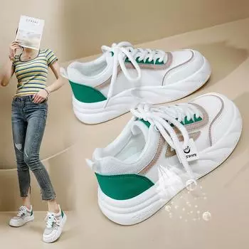 Женские повседневные кроссовки на платформе, противоскользящие массивные спортивные кроссовки на шнуровке для ходьбы, теннисные туфли для бега, легкие дышащие кроссовки из сетки для женщин 35