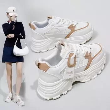 Женские повседневные кроссовки на платформе, противоскользящие массивные спортивные кроссовки на шнуровке для ходьбы, теннисные туфли для бега, дышащие кроссовки из спортивной сетки для женщин 35