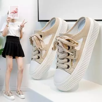 Женские повседневные кроссовки на платформе с открытой спиной, противоскользящие летние мюли с вырезом, сандалии с закрытым носком, дышащие сабо, женские массивные прогулочные туфли 35