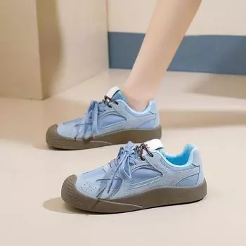 Женские повседневные кроссовки на платформе, слипоны, на шнуровке, для ходьбы, удобные кроссовки на толстой подошве для женщин, дышащие кроссовки для тренировок и тенниса 35 бежевый