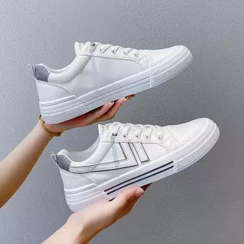 Женские повседневные кроссовки на плоской подошве Кроссовки для бега Студенческая легкая спортивная обувь 35 серый/белый