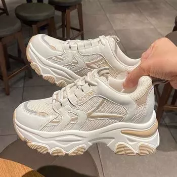 Женские повседневные кроссовки на плоской подошве с увеличенным каблуком, повседневная обувь, универсальные белые туфли с толстой подошвой, женская спортивная обувь 35-40 35 чёрный