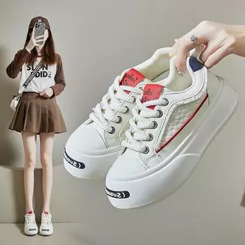Женские повседневные кроссовки на плоской подошве, уличные кроссовки без шнуровки, легкая прогулочная спортивная обувь из искусственной кожи, женская обувь для скейтбординга на шнуровке 35