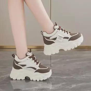 Женские повседневные кроссовки на танкетке с толстой подошвой 2024 года в стиле Dad. 38 чёрный