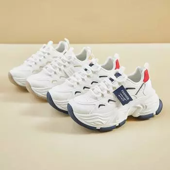 Женские повседневные кроссовки на толстой платформе, дышащие, нескользящие, для ходьбы, теннисные кроссовки на шнуровке, для бега, для женщин, удобная спортивная обувь для пап 35