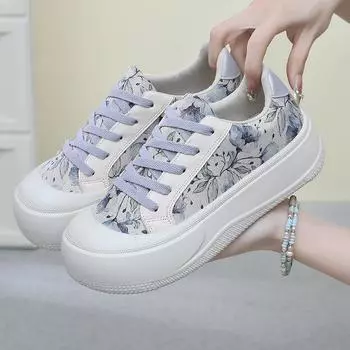 Женские повседневные кроссовки на толстой платформе, легкие нескользящие кроссовки со шнуровкой, спортивная обувь из искусственной кожи для ходьбы для женщин, удобные кроссовки 35 розовый