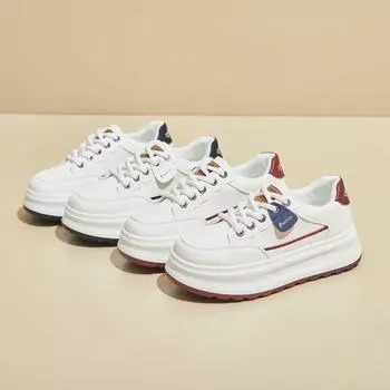 Женские повседневные кроссовки на толстой платформе, нескользящие кроссовки для ходьбы со шнуровкой, удобные кроссовки для бега, дышащие спортивные кроссовки для тенниса для женщин 35 красный