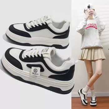 Женские повседневные кроссовки на толстой платформе, нескользящие, со шнуровкой, для ходьбы, дышащие, удобные, теннисные туфли для женщин, легкие, для тренировок 35 бежевый