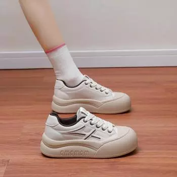 Женские повседневные кроссовки на толстой платформе, нескользящие, со шнуровкой, для ходьбы, дышащие, удобные, теннисные туфли для женщин, легкие, для тренировок 35 красный