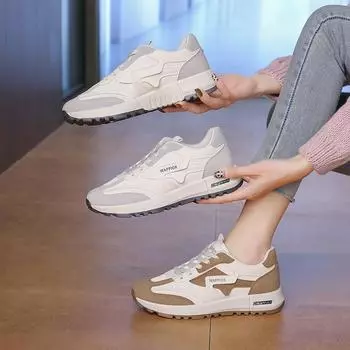 Женские повседневные кроссовки на толстой платформе со шнуровкой, прогулочные туфли без застежек из искусственной кожи, удобные спортивные теннисные туфли для женщин, дышащая обувь для папы 35 хаки