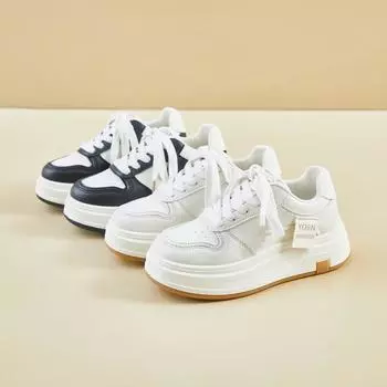 Женские повседневные кроссовки на толстой платформе со шнуровкой, удобные кроссовки для ходьбы, дышащие нескользящие теннисные кроссовки для женщин, спортивная обувь для тренировок на открытом воздухе 35 бежевый