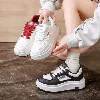 Женские повседневные кроссовки на толстой платформе со шнуровкой, нескользящие, легкие, для ходьбы, женские, из искусственной кожи, удобные, спортивные, для тренировок, теннисные кроссовки 35 белый