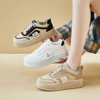 Женские повседневные кроссовки на толстой платформе со шнуровкой, нескользящие, легкие, для ходьбы, женские, из искусственной кожи, удобные, спортивные, для тренировок, теннисные кроссовки 35 хаки