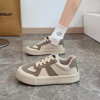 Женские повседневные кроссовки на толстой платформе, удобные нескользящие кроссовки для ходьбы, легкие кроссовки на шнуровке для бега, женские рабочие теннисные туфли из искусственной кожи 35