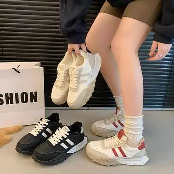 Женские повседневные кроссовки на толстой платформе, зимние кроссовки для тренировок и ходьбы, нескользящие кроссовки с подкладкой из искусственного меха, теплые теннисные кроссовки на шнуровке для женщин 35