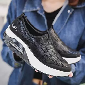 Женские повседневные кроссовки на воздушной подушке с толстой подошвой — корейский стиль, дышащие кроссовки для бега больших размеров песочный