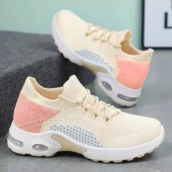 Женские повседневные кроссовки на воздушной подушке, теннисные туфли для бега, легкие дышащие прогулочные туфли с арочной опорой для женщин, противоскользящие вязаные сетчатые кроссовки 36