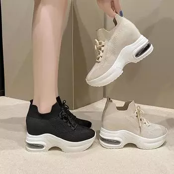 Женские повседневные кроссовки на воздушной подушке, уличные противоскользящие легкие кроссовки, дышащие спортивные лоферы на платформе для женщин, кроссовки для тренировок в тренажерном зале 35 бежевый