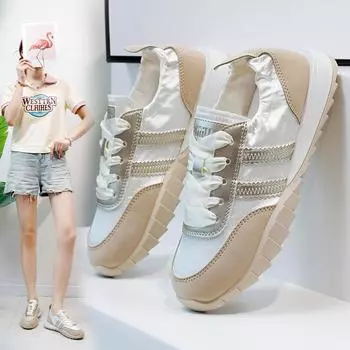 Женские повседневные кроссовки, нескользящая прогулочная обувь на платформе, летние кроссовки с низким верхом, дышащие легкие кроссовки на танкетке со шнуровкой для женщин 35 серый