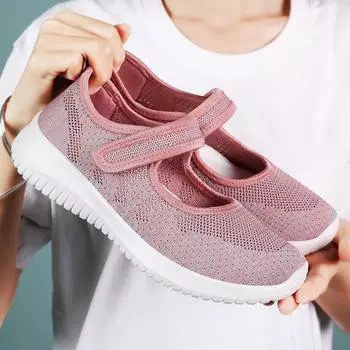 Женские повседневные кроссовки. Нескользящие дышащие вязаные прогулочные туфли. Легкие летние лоферы с низким берцем. Модная женская обувь. Удобные кроссовки. 36