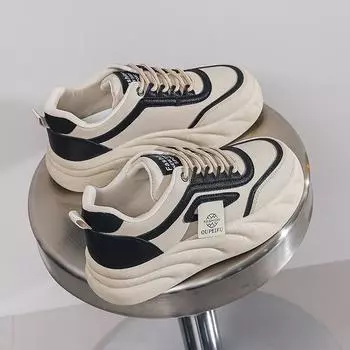 Женские повседневные кроссовки, новый стиль, удобная мягкая подошва, износостойкие туфли на плоской подошве, модные универсальные туфли на платформе в корейском стиле 35 чёрный