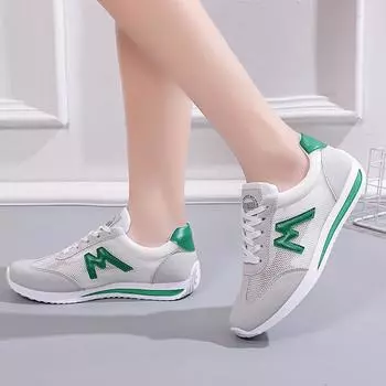 Женские повседневные кроссовки с цветными блоками, прогулочные туфли на платформе с мягкой подошвой на шнуровке, легкие кроссовки с низким берцем 35