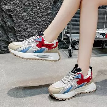 Женские повседневные кроссовки с сетчатой подошвой и увеличенной платформой 35 серый