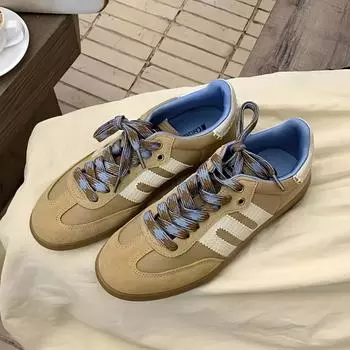 Женские повседневные кроссовки Sheii Su Yinyin из кожи в стиле ретро с цветными блоками 39 коричневый