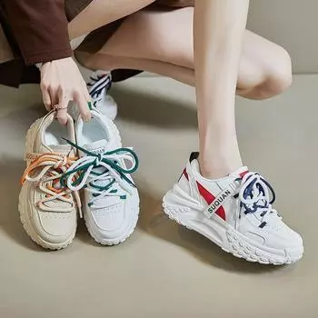 Женские повседневные кроссовки, уличные кроссовки без шнуровки, легкая спортивная обувь для ходьбы из искусственной кожи, спортивная обувь для тренировок на шнуровке для женщин 35