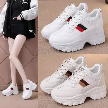 Женские повседневные кроссовки, уличные противоскользящие легкие кроссовки из искусственной кожи на шнуровке, спортивные прогулочные туфли для женщин, кроссовки для тренировок в тренажерном зале 35 белый