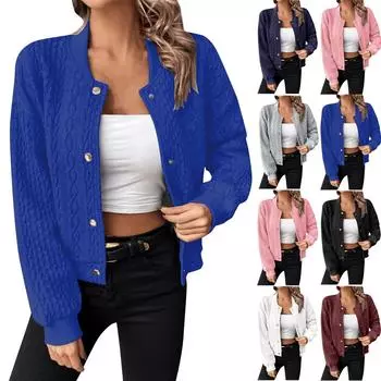 Женские повседневные куртки с длинным рукавом и воротником-стойкой спереди, верхняя одежда, пальто L чёрный