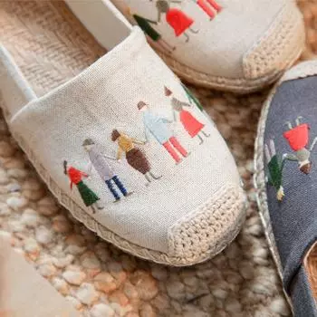 Женские повседневные льняные туфли с вышивкой X19 с низким верхом — дышащие, простые, стиль весна/лето 40 льняной