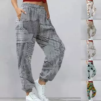 Женские повседневные леггинсы на резинке с принтом, спортивные леггинсы для бега, брюки для отдыха L бежевый