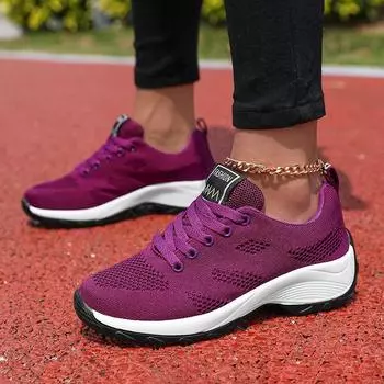 Женские повседневные легкие спортивные туфли белого цвета с дышащей сеткой, черные кроссовки для бега, спортивные кроссовки для бега, теннисные туфли с толстой подошвой 36 красный