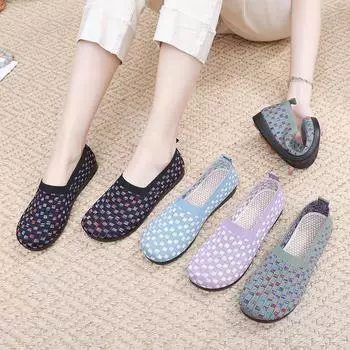 Женские повседневные легкие трикотажные прогулочные туфли без шнуровки на плоской подошве. Мокасины с круглым носком. Дышащие низкие балетки на плоской подошве. Удобные модельные туфли для женщин. 35 чёрный
