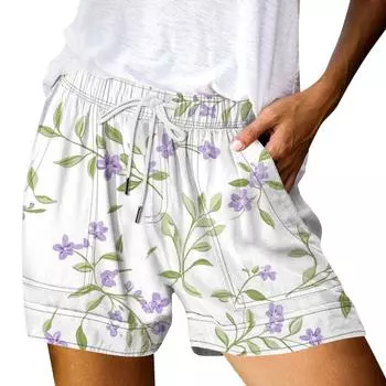 Женские повседневные летние эластичные пляжные шорты с принтом повседневные шорты L белый