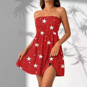 Женские повседневные летние платья без рукавов, весеннее лоскутное бохо-цветочное коктейльное вечернее платье M красный