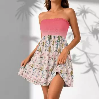 Женские повседневные летние платья без рукавов, весеннее лоскутное бохо-цветочное коктейльное вечернее платье XXL