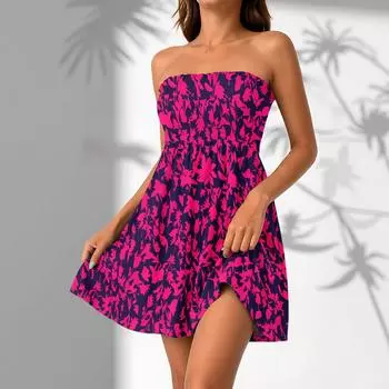 Женские повседневные летние платья без рукавов, весеннее лоскутное бохо-цветочное коктейльное вечернее платье XL