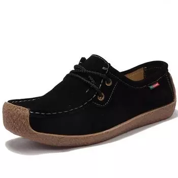 Женские повседневные лоферы на плоской подошве большого размера, обувь с антифлисовой женской обувью, повседневная обувь на плоской подошве 35 чёрный