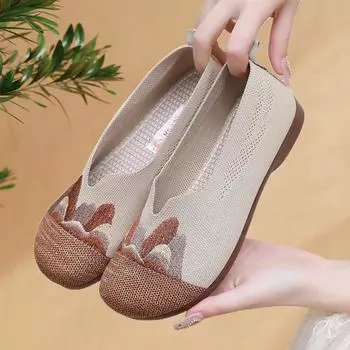 Женские повседневные лоферы на плоской подошве. Лоферы без шнуровки. Легкие удобные вязаные туфли на плоской подошве. Классические модельные лоферы на плоской подошве. Рабочая обувь для путешествий. 35