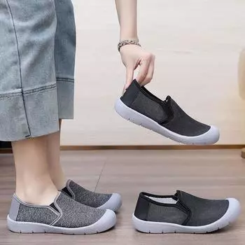 Женские повседневные лоферы на плоской подошве. Лоферы без шнуровки. Легкие удобные вязаные туфли на плоской подошве. Классические модельные лоферы на плоской подошве. Рабочая обувь для путешествий. 36 серый