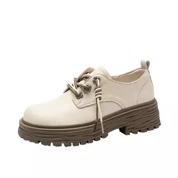 Женские повседневные лоферы ZHR 2023 в британском стиле с круглым носком для колледжа бежевый