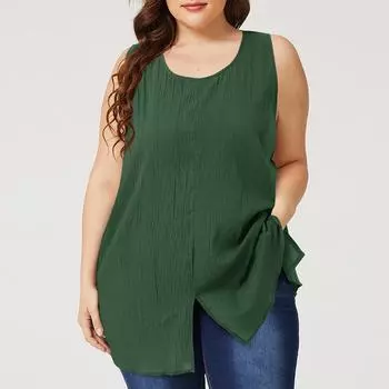 Женские повседневные майки без рукавов с круглым вырезом больших размеров S чёрный