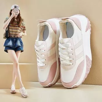 Женские повседневные массивные кроссовки для тренировок, теннисные туфли, легкие нескользящие прогулочные туфли на шнуровке, модные дышащие удобные кроссовки для женщин 35 розовый