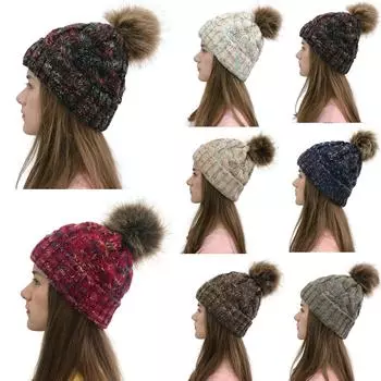 Женские повседневные многоцветные плюшевые шапки на открытом воздухе, вязаная крючком шапка бежевый